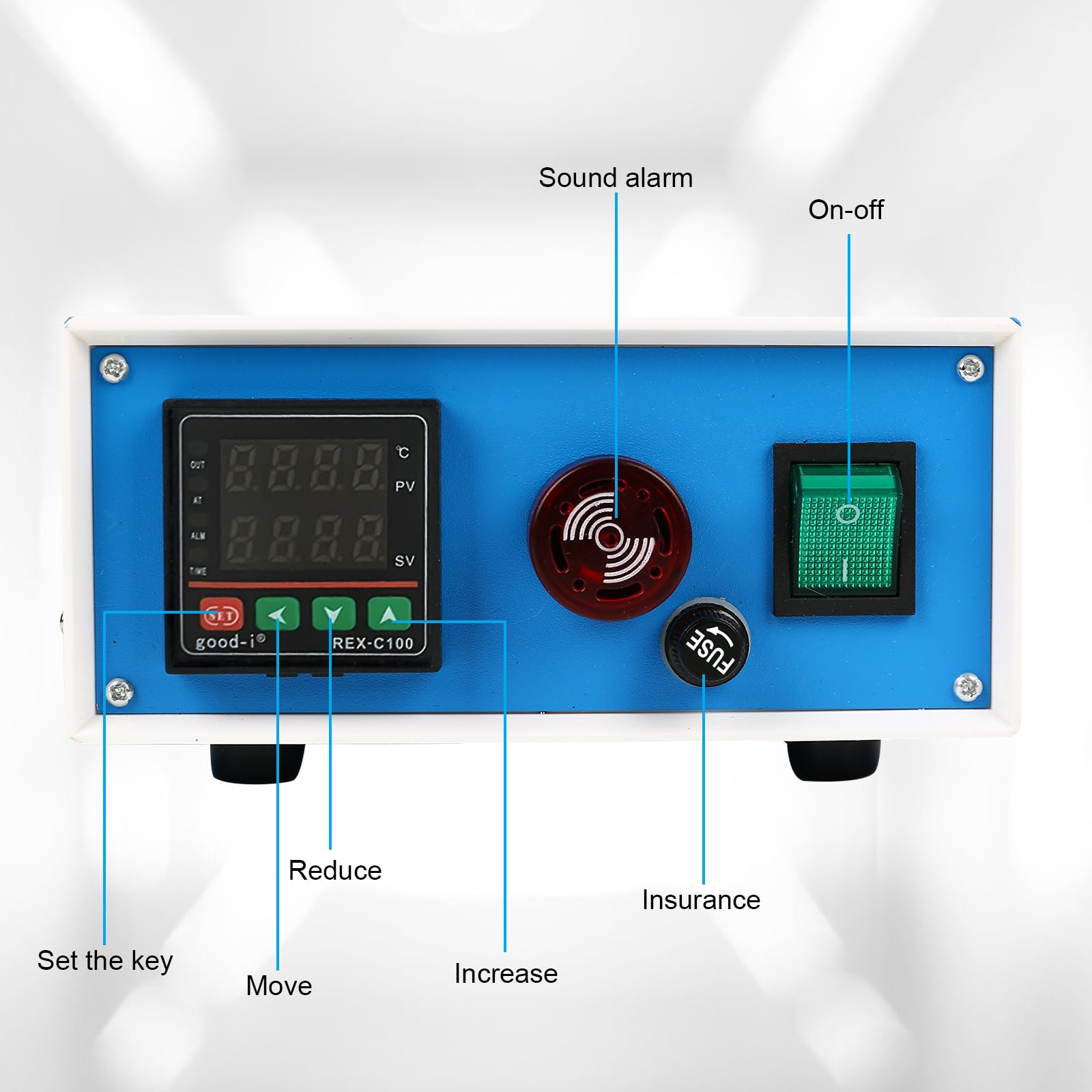 PID Temperature Controllers Thermostat Box, Digital Display REX-C100 Temperature Control Box with Solid State Relay SSR 40DA and K Thermocouple Probe, 100-240V