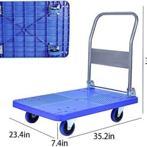 Uholan Slightly Mute Platform Trucks Trolley Folding Flatbed Trailer Pull Cargo Flatbed Move House Shopping Cart Load-Bearing 880lb