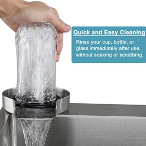 Stainless Steel Glass Rinser for Kitchen Sink, Home Bar Cup Washer for Wine glass, Baby Bottle Efficient Cleaner.