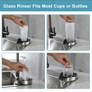 Stainless Steel Glass Rinser for Kitchen Sink, Home Bar Cup Washer for Wine glass, Baby Bottle Efficient Cleaner.