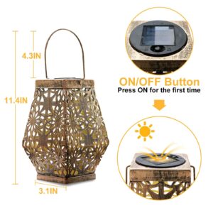 Hanging Solar Lanterns Outdoor Waterproof, Outdoor Lantern Lights Solar Powered Decorative, Garden Lanterns for Garden Patio Yard Table and More (2 Pack)