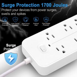 Power Strip, Surge Protector with 6 AC Outlets 3 USB Ports 1 USB-C Port,4 Ft Extension Cord Outlet Strip,Wall Mount for Home, Office, Travel, Computer Desktop, Laptop & Phone Charging