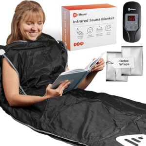 lifepro sauna blanket for detoxification - portable far infrared sauna for home detox calm your body and mind large black
