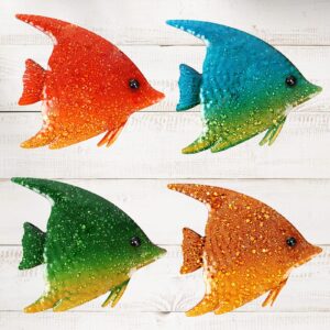 cruis cuka outdoor metal wall art cute fish fence decorations for backyard wall decor outside lawn ornaments - set of 4