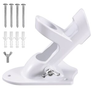 flag pole holder brackets, bonwin 1" flag pole mounting bracket with hardwares for house wall mount, 1" inner diameter, two positions & aluminium alloy, rust free coated (white - 1 pack)