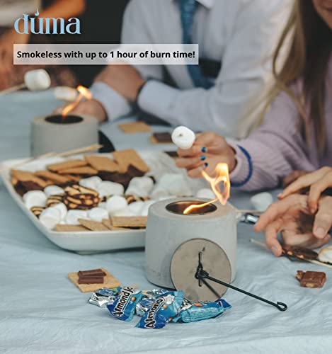 Duma Pit - Tabletop Fire Pit with 20+ Ideas Book & Snuffer, Concrete Portable Mini Fireplace, Outdoor Indoor Smores Maker, Ethanol Alcohol Table Top FirePit, Garden & Patio Decor