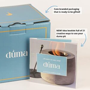 Duma Pit - Tabletop Fire Pit with 20+ Ideas Book & Snuffer, Concrete Portable Mini Fireplace, Outdoor Indoor Smores Maker, Ethanol Alcohol Table Top FirePit, Garden & Patio Decor