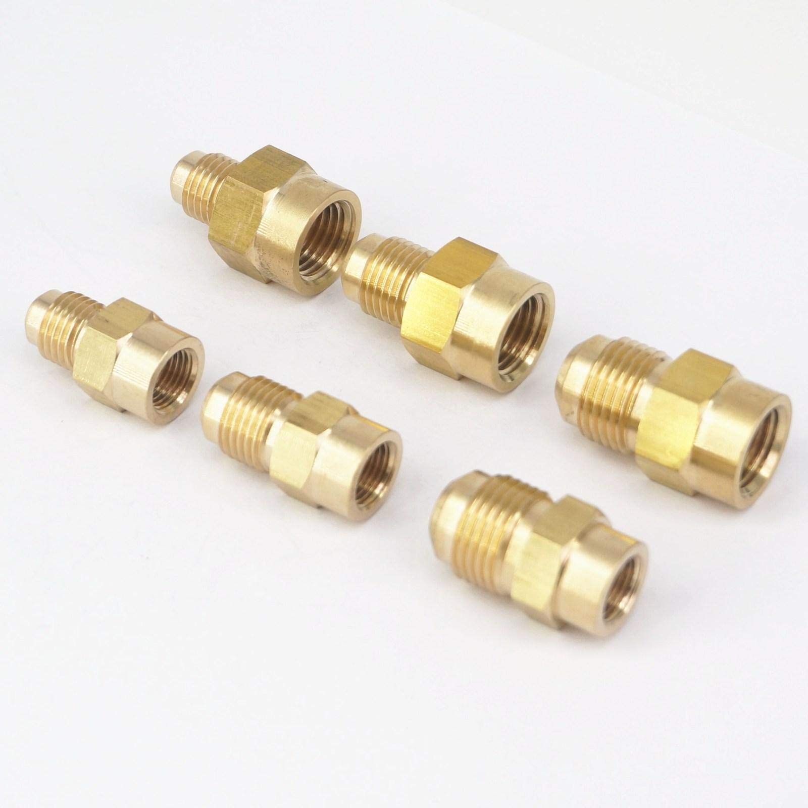 Flare Thread 7/16" 1/2" 5/8" UNF Male - 1/8" 1/4 NPT Female Brass SAE 45 Degree Pipe Fittings Adapters 1000 PSI Type 4