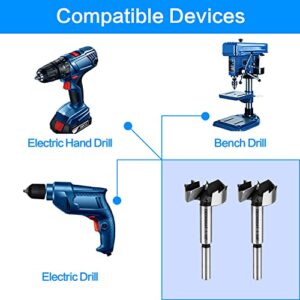 Forstner Bit Set, 5-Piece Forstner Bits Wood Drilling Smooth Flat-Bottomed Pocket Holes in Hard Soft Wood, 3/8" Shank Fit Drills and Drill Presses, Size 1”, 1-7/64”, 1-1/4”, 1-3/8”, 1-1/2"