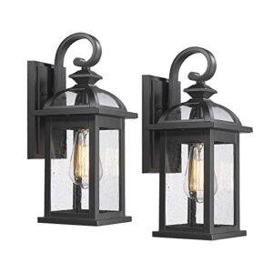 darkaway outdoor lights fixtures wall mount, outdoor wall sconce lights with seeded glass waterproof outside exterior lights fixture for house, front porch, patio (2 pack)