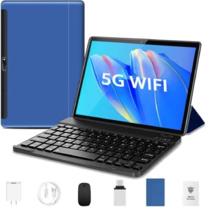 aoyodkg tablet 2 in 1, tablet 10.1 inch android tablet with keyboard, 2.4/5g wifi, 8gb+64gb(1tb expand), octa-core, ips hd display, dual camera, bluetooth, gms certified tablet pc, ayo-m40 (blue)