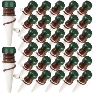 32 pack automatic plant watering stakes potted plants watering spikes houseplant self watering devices terracotta self drip irrigation waterer set for indoor outdoor vacation plants nanny (white)