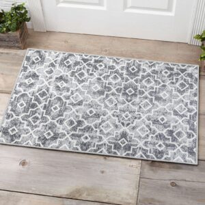 wonnitar moroccan indoor door mat - 24''x36'' front door mat entrance doormat,grey non-slip absorbent entryway rug durable resist dirt rug,low-profile floor carpet for doorway kitchen entry