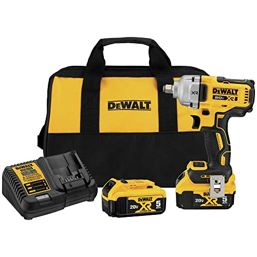 DEWALT 20V MAX Impact Wrench, Cordless, 1/2 inch, 2 Batteries and Charger Included (DCF891P2)