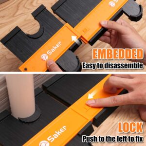 Saker Multi-function Scribing Tool&Saker Connection Profile Gauge(5+10 INCH, BLACK+ORANGE)