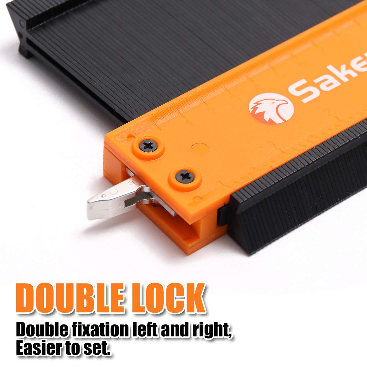 Saker Multi-function Scribing Tool&Saker Connection Profile Gauge(5+10 INCH, BLACK+ORANGE)