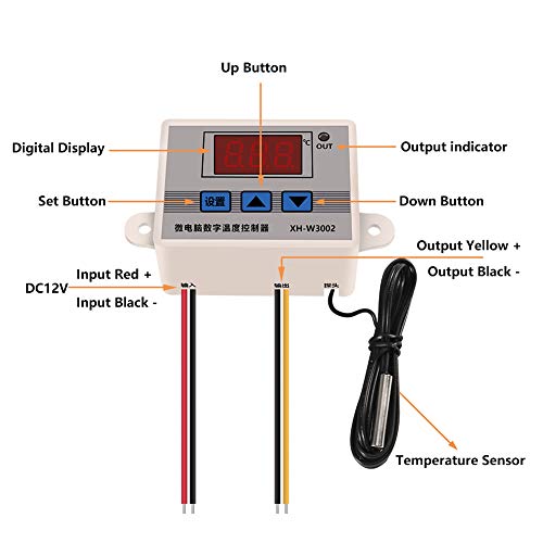 UMLIFE 2PCS XH-W3002 DC 110V-220V 1500W 10A Microcomputer Digital Temperature Controller Digital Display Thermostat Control Switch and NTC 10K Thermistor Sensors Temperature Probe (110-220V 1500W)