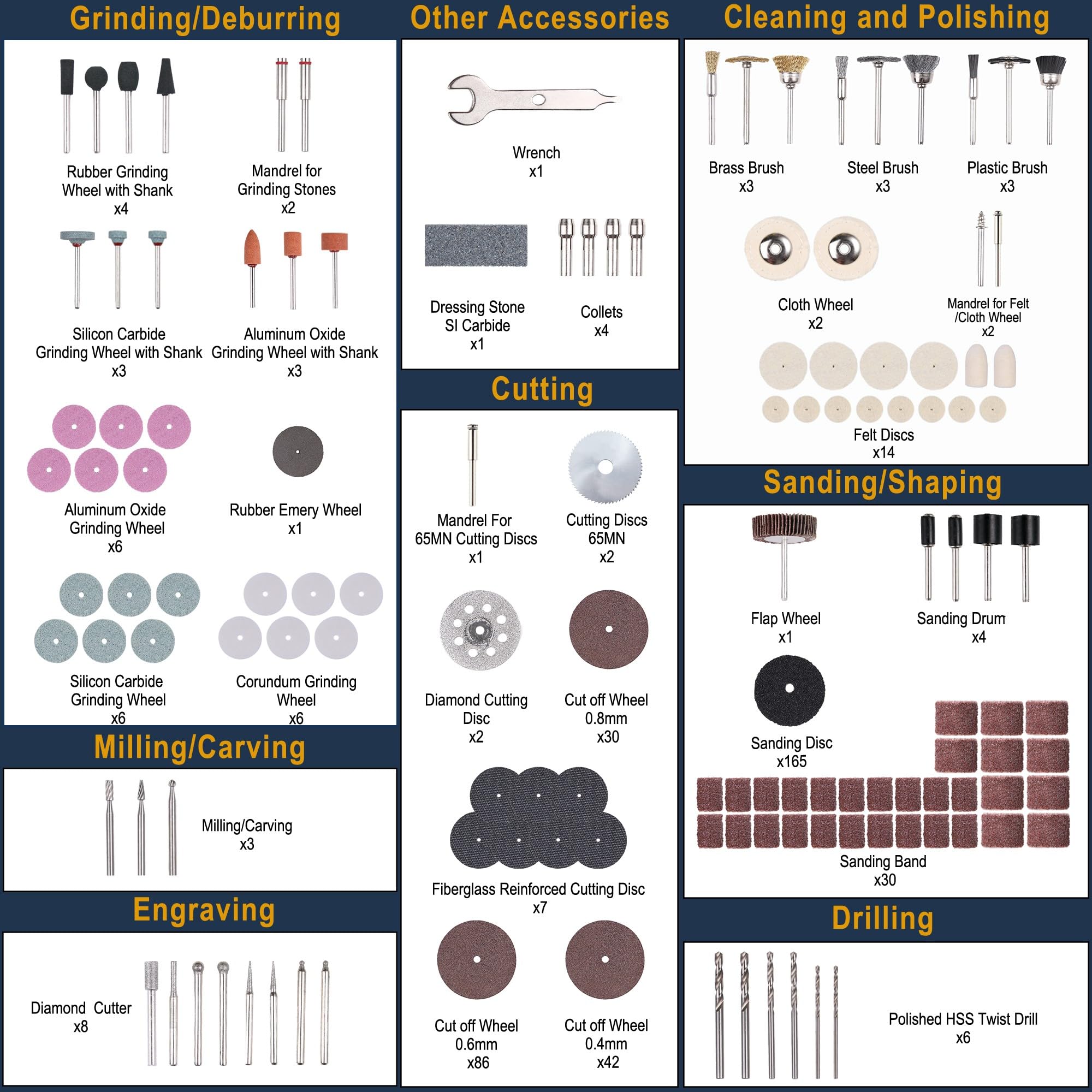 Rotary Tool Accessories Kit,Craftforce 452pcs Accessories Kit Compatible with 1/8" Shank Dremel Tool & Flex Shaft Grinder for Easy Cutting Grinding Sanding Carving Polishing Engraving Drilling