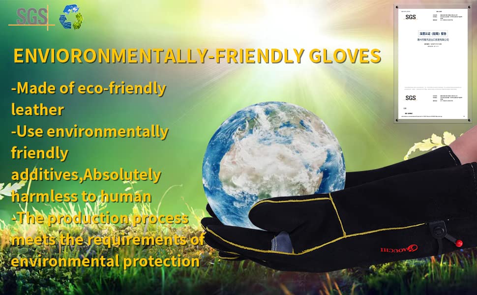 662℉ Leather Welding Gloves for Women Man, Long Sleeve Work Heat Resistant Fire Gloves Oven Mitts for Tig Mig Stick BBQ Fireplace Animal Handling, Wood Stove Tools Accessories