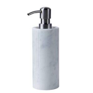 phinilux luxurious white marble soap pump dispenser for countertop, bathroom & kitchen, hand or dish liquid soap/lotion 304 steel pump bottle, italy carrara, vanity