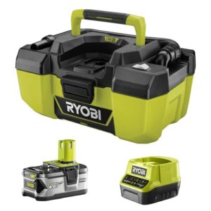 ryobi one+ 18v lithium-ion cordless 3 gal. project wet dry vacuum with accessory storage, 4.0 ah battery, and charger