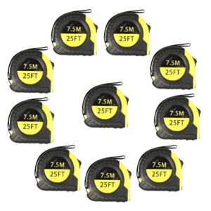 tape measure 25 ft, 10 pack, easy read retractable tape measure with fractions imperial and metric tape measurers, 25 foot by 1 inch