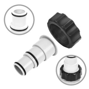 XtremepowerUS 2 Pieces Set Replacement Hose Adapter with Collar for Above Ground Swimming Pool 1.5" to 1.25" Hose Adapter for Threaded Pumps & Plunger Valve