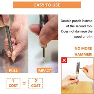 WHLLING 2-Piece Spring Loaded Center Punch Hammerless Single Ended Centering Center Punch, 3500 PSI Striking Force Hit Punch Tool for Metal Wood