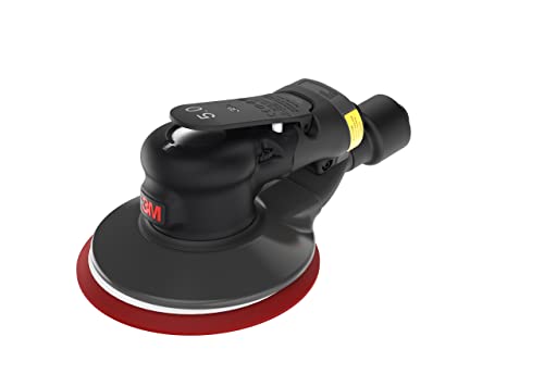 3M Random Orbital Sander, Xtract Pneumatic 88954, 6 in, with Central Vacuum Attachment, 3/16 in Orbit, Ergonomic and Lightweight ROS, .28 HP (209W) Motor Black