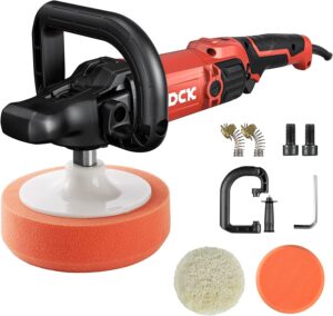 dck buffer polisher, 7-inch buffer waxer, 8 variable speeds 600-3500 rpm, detachable handle, soft start, ideal polisher for polishing car/boats, marble waxing, 2 sponge pads & 1 wool pad (ksp05-180)