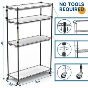 Barrina Plant Stand with Grow Lights for Indoor Plants, 4-Tier Plant shelf with 6-Pack 180W T8 3FT Full Spectrum Grow Lights for Seed Starting, Succulent, Settable Timer Socket (35.4"x13.8"x59")