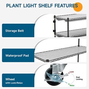 Barrina Plant Stand with Grow Lights for Indoor Plants, 4-Tier Plant shelf with 6-Pack 180W T8 3FT Full Spectrum Grow Lights for Seed Starting, Succulent, Settable Timer Socket (35.4"x13.8"x59")