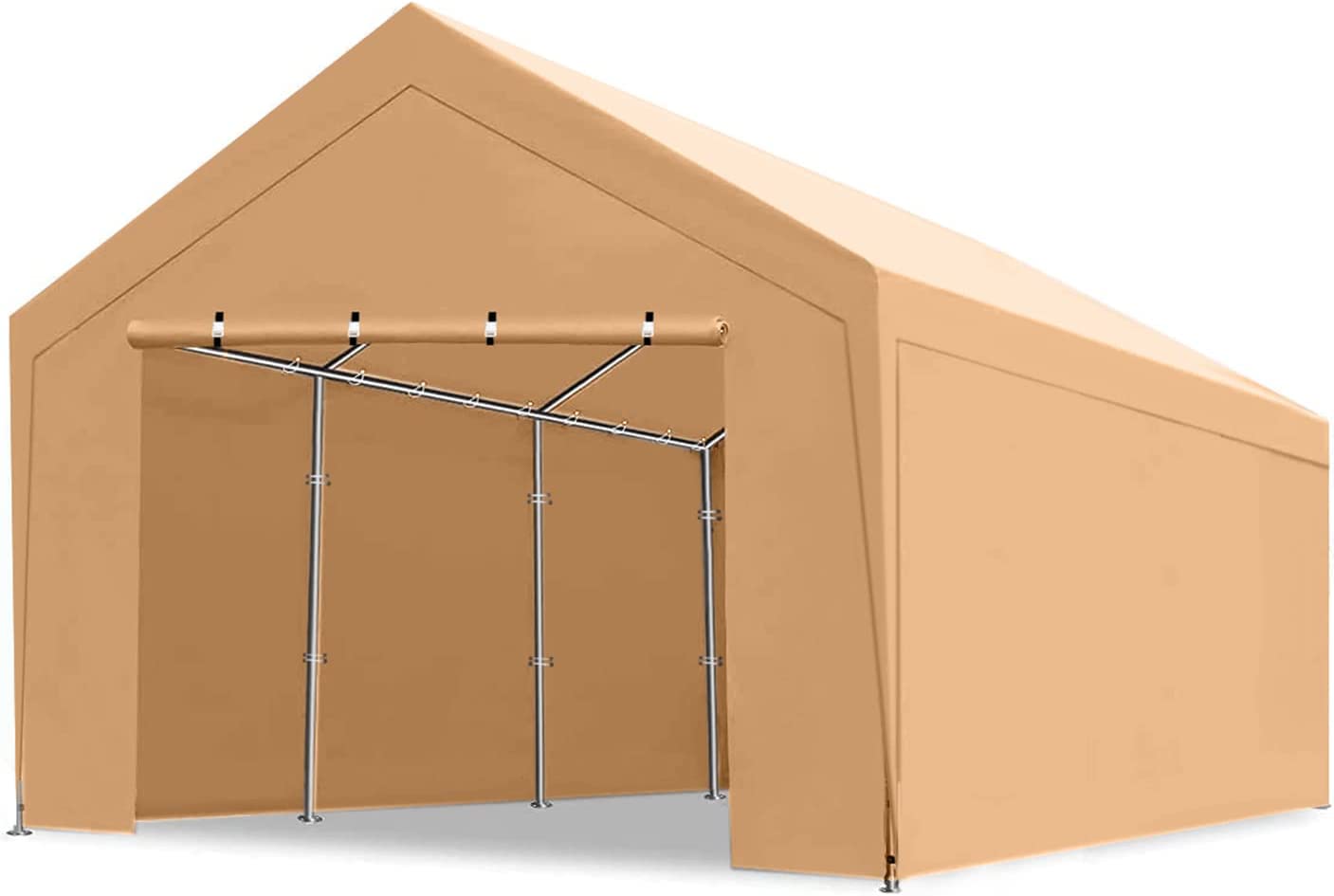 ASTEROUTDOOR 10x20 Feet Heavy Duty Carport with Removable Sidewalls & Doors Portable Garage Car Canopy Boat Shelter Tent for Party, Wedding, Garden Storage Shed 8 Legs, Gray