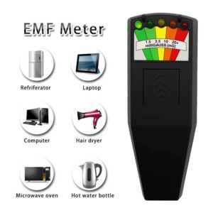 5 LED EMF Meter Magnetic Field Detector Ghost Hunting Paranormal Equipment Tester Portable Counter (Black)