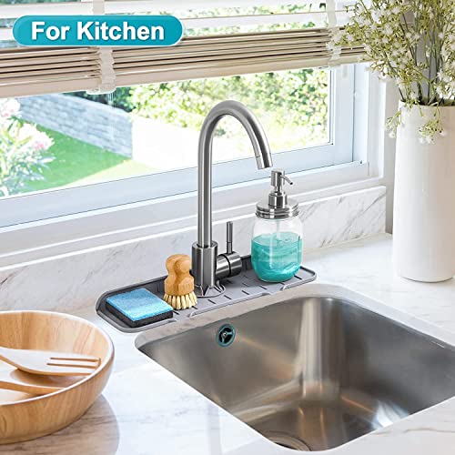 Kitchen Faucet Sink Splash Guard Silicone Faucet Sink Water Catcher Mat Draining Pad Splash Countertop Rubber Drying Mat for Kitchen Bathroom Countertop Protect Sink Splash Guard(Black A)