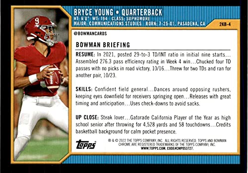 2022 Bowman University 2000 Bowman #2KB-4 Bryce Young Alabama Crimson Tide Football