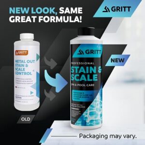 Gritt Commercial Metal Out Stain and Scale Control | Pool, Hot Tub and Spa Chemicals for Scale Metal and Stain Control | Calcium Remover and Scale Preventer | Hardness Decreaser for Hard Water 32oz