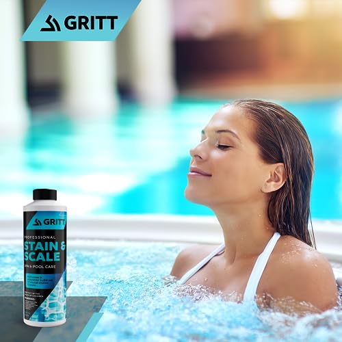 Gritt Commercial Metal Out Stain and Scale Control | Pool, Hot Tub and Spa Chemicals for Scale Metal and Stain Control | Calcium Remover and Scale Preventer | Hardness Decreaser for Hard Water 32oz