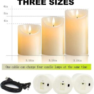 Kammoy Rechargeable Flameless Candle, LED Flickering Candles Tea Lights Pillar Candles Sets with Adjustable Brightness and Timing Remote, Warm Light for Wedding, Valentine's Day, Halloween, Christmas