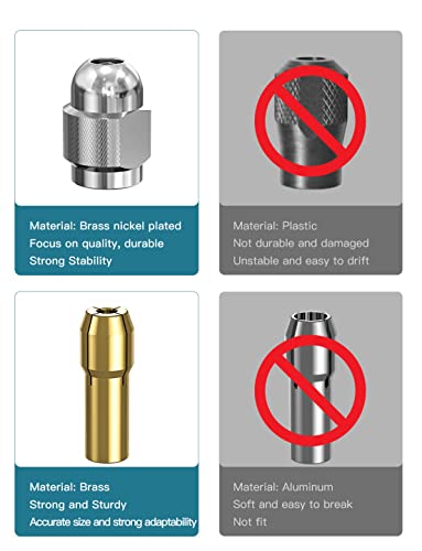 Drill Chuck Collet Set for Dremel, 1/32" to 1/8" Replacement 4486 Drill Keyless Bit Chuck Shank Rotary Tool Quick Change Adapter with Replacement 4485 Brass Quick Change Rotary Drill Nut Tool Set