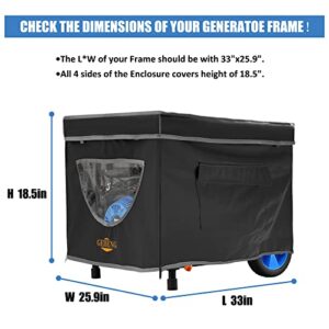 GEHENG Generator Covers While Running,100% Waterproof Generator Cover, With Stand, Extra Heavy Duty 600D Polyester Tarp, Tear Resistant, 33"x25.9 "x18.5", black.