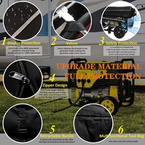 GEHENG Generator Covers While Running,100% Waterproof Generator Cover, With Stand, Extra Heavy Duty 600D Polyester Tarp, Tear Resistant, 33"x25.9 "x18.5", black.