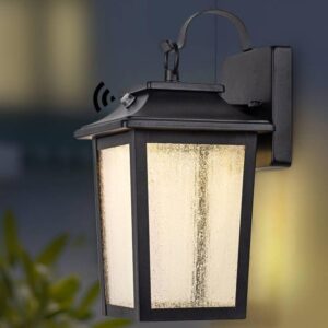 led dusk to dawn outdoor wall lantern with sensor - exterior porch lighting fixtures, black outside wall mount sconce with 13w 3000k for house garage, doorway garden patio, 100% waterproof anti-rust