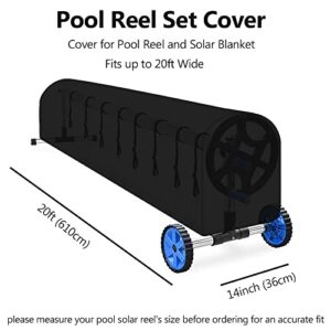 Izzybang 20 Feet Pool Reel Set Cover Waterproof UV Resistant Heavy Duty Inground Swimming Pool Solar Blanket Protective Reel Roller Winter Covers Protector (Upgrade), Black