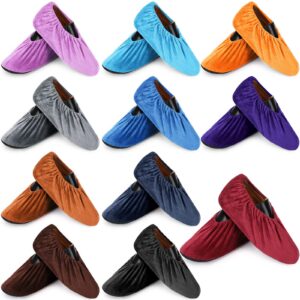 11 pairs reusable non slip cloth shoe covers washable thickened boot shoe covers for indoors and households, 11 colors