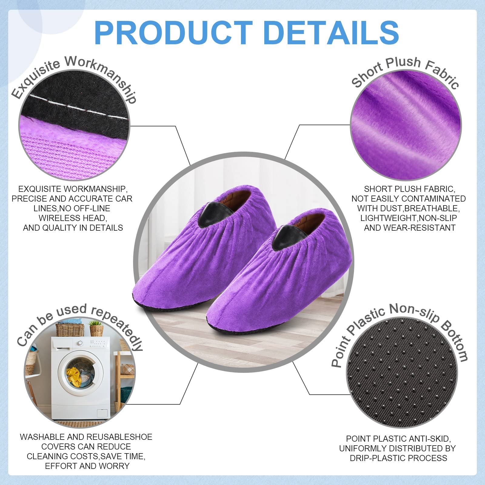 11 Pairs Reusable Non Slip Cloth Shoe Covers Washable Thickened Boot Shoe Covers for Indoors and Households, 11 Colors