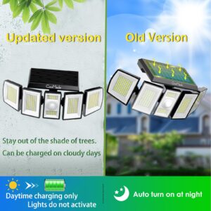 GeoMade Bright Solar Flood Lights Outdoor Waterproof Dusk to Dawn, Powered Security Spot Lighting, Motion Sensor Lamp for Yard Outside House Patio Backyard Porch Power 300 LED (5Head*1Pack)