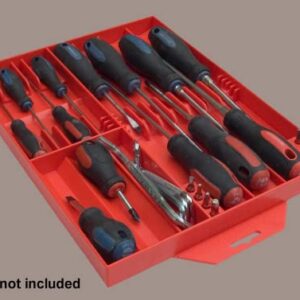 TOOL SORTER SCREWDRIVER ORGANIZER (RED) – Low Profile, Tough-Built Screwdriver Organizer for Toolbox Drawers | Holds Up To 16 Screwdrivers and 8 Bits | Unclutter your Toolbox