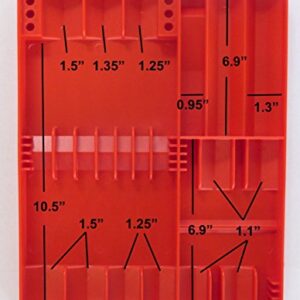 TOOL SORTER SCREWDRIVER ORGANIZER (RED) – Low Profile, Tough-Built Screwdriver Organizer for Toolbox Drawers | Holds Up To 16 Screwdrivers and 8 Bits | Unclutter your Toolbox