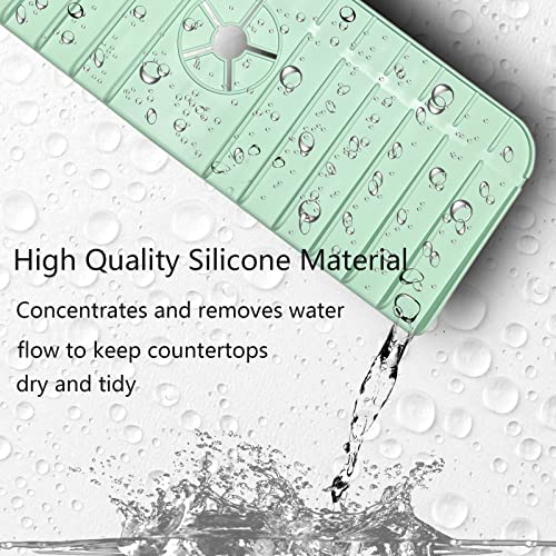 Wakdiz Silicone Sink Faucet Handle Drip Catcher Tray - Sink Splash Drain Drying Pad - Kitchen Faucet Sink Splash Guard - Faucet Mat for Kitchen Sink,Suitable for Kitchen, Bathroom, RV (Grey)